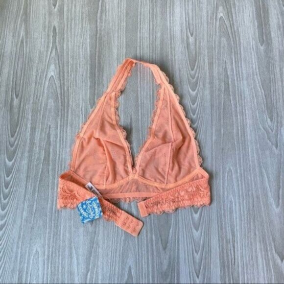 Free People Intimately Gallon Lace Halter Stretchy Boho Bra Bralette Orange S - Picture 5 of 6